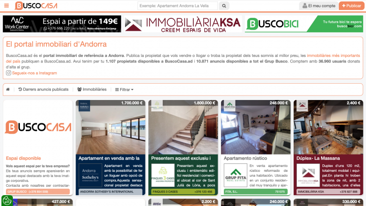 El portal buscocasa.ad.